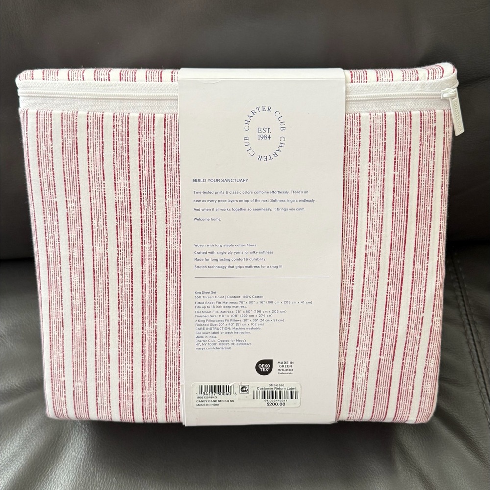 NWT Charter Club 550 Thread Count 100% Cotton 4-Pc. Sheet Set, King - Picture 5 of 8